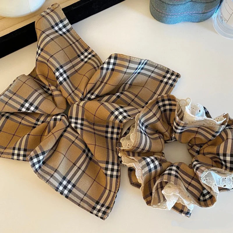 Clara Plaid Lace Scrunchie