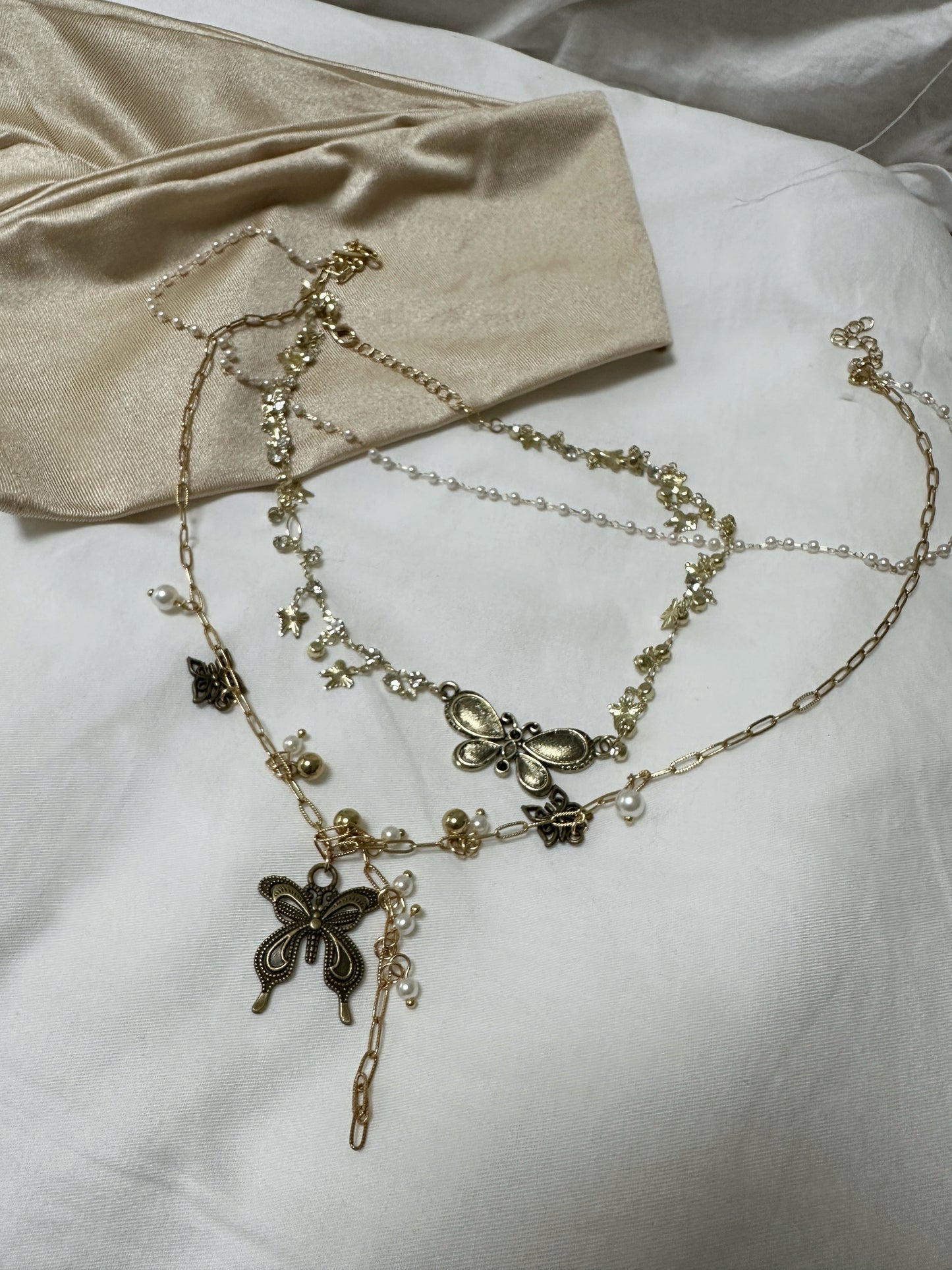 Lola Bronze Flutter Necklace Duo