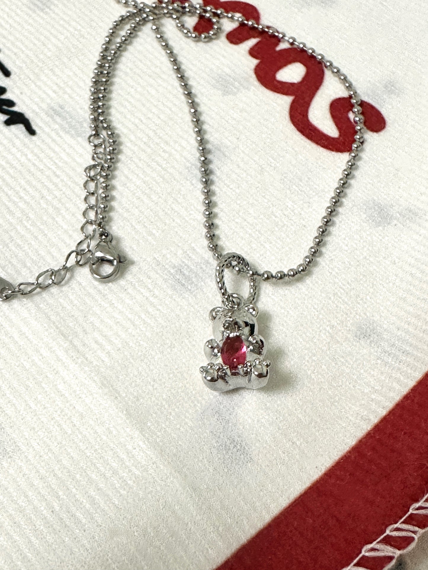 Luma Ruby Bear Charm Necklace