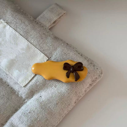 Amber Cocoa Bow Clip Set