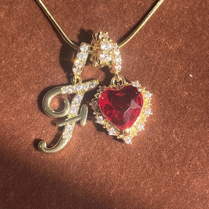 Holiday Initial Letter Heart Necklace