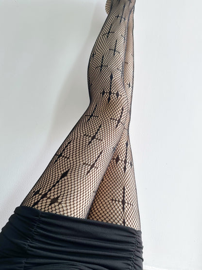 Vesper Cross Fishnet Tights