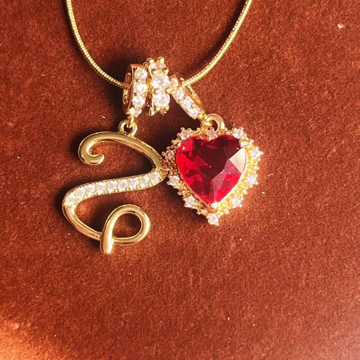 Holiday Initial Letter Heart Necklace