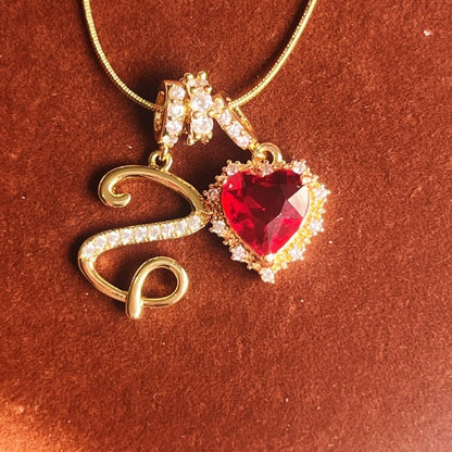 Holiday Initial Letter Heart Necklace