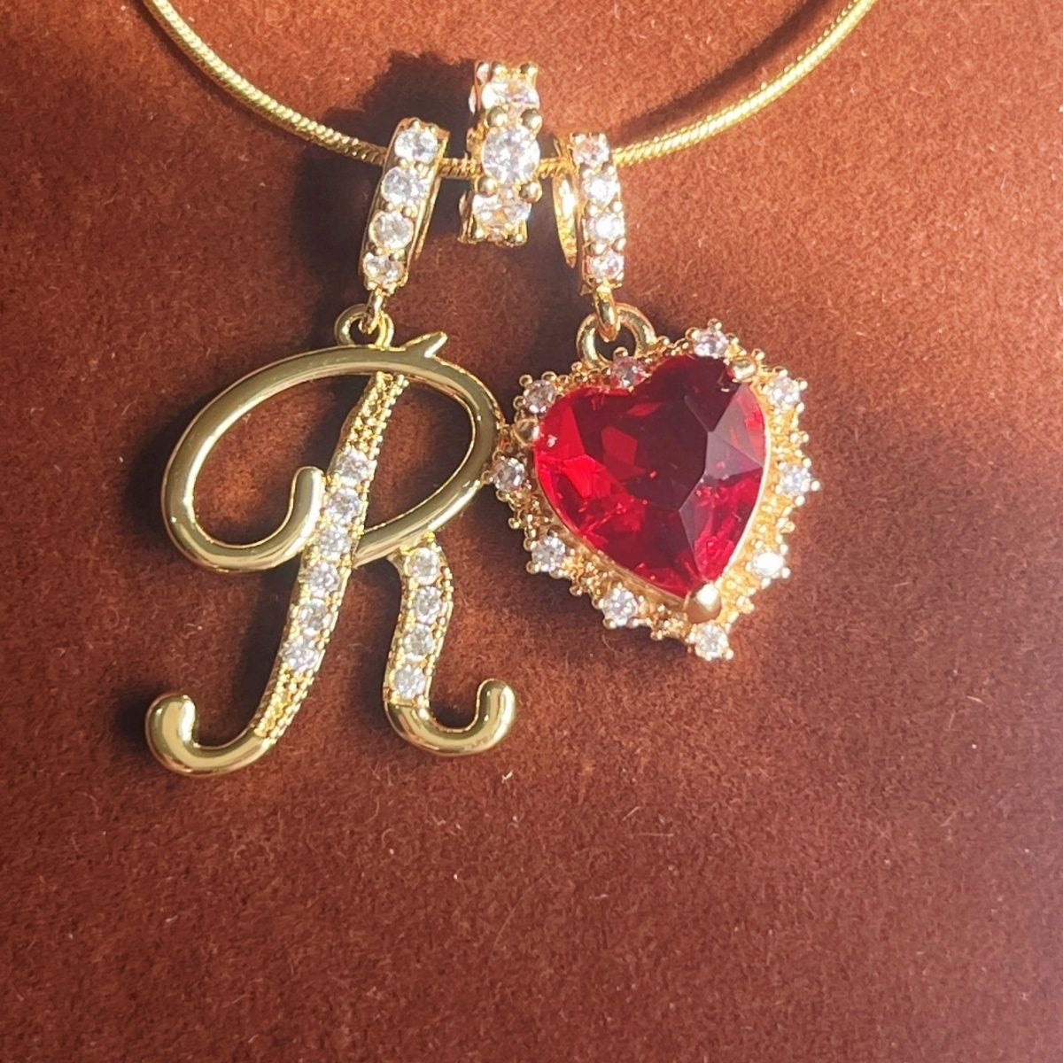 Holiday Initial Letter Heart Necklace