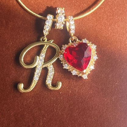 Holiday Initial Letter Heart Necklace