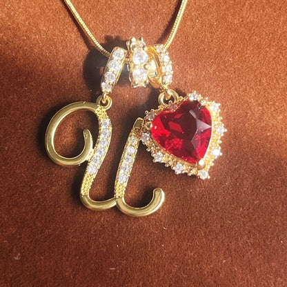 Holiday Initial Letter Heart Necklace