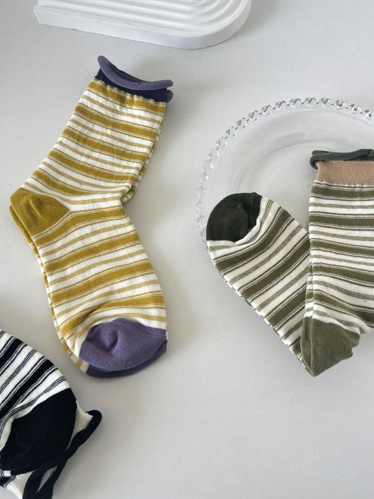 Tilly Dopamine Striped Roll-Top Socks