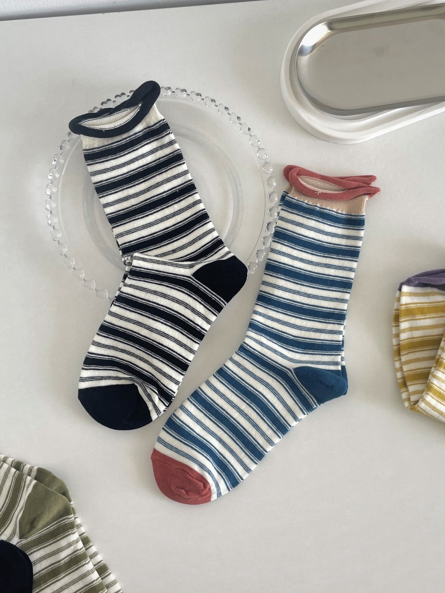 Tilly Dopamine Striped Roll-Top Socks