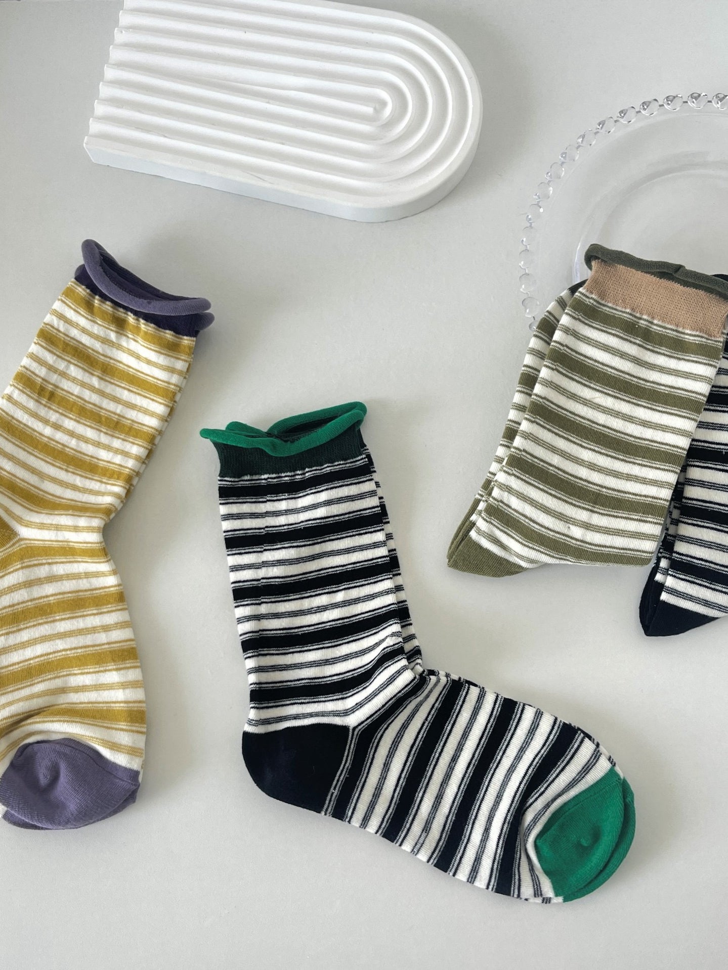 Tilly Dopamine Striped Roll-Top Socks