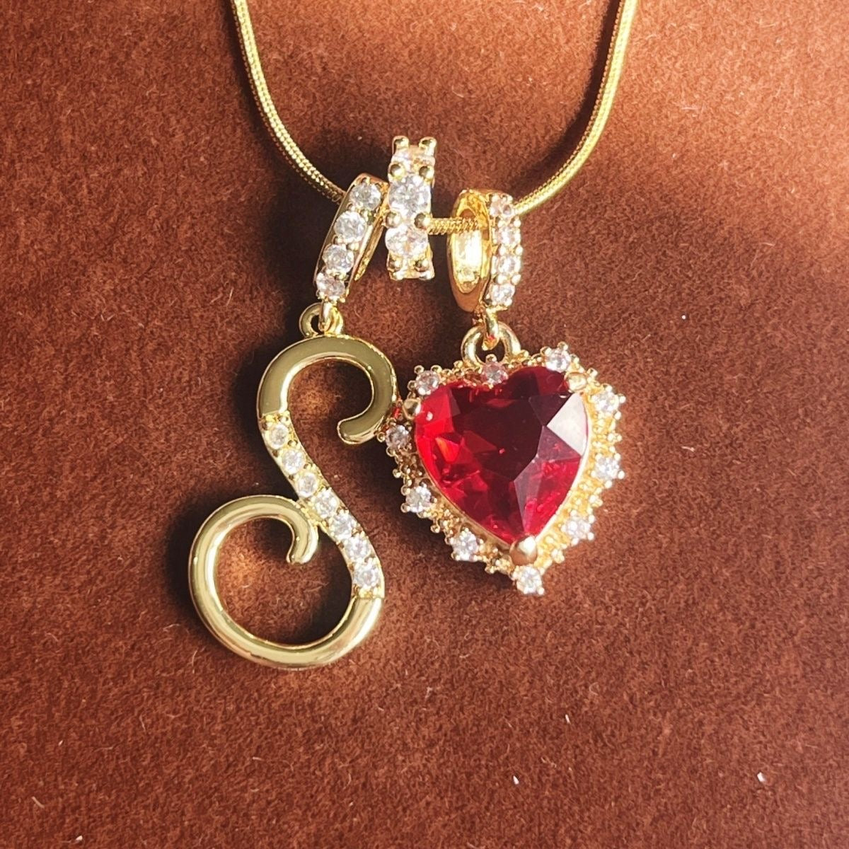 Holiday Initial Letter Heart Necklace