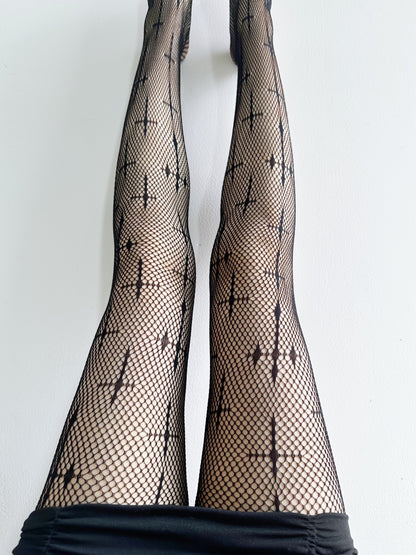 Vesper Cross Fishnet Tights