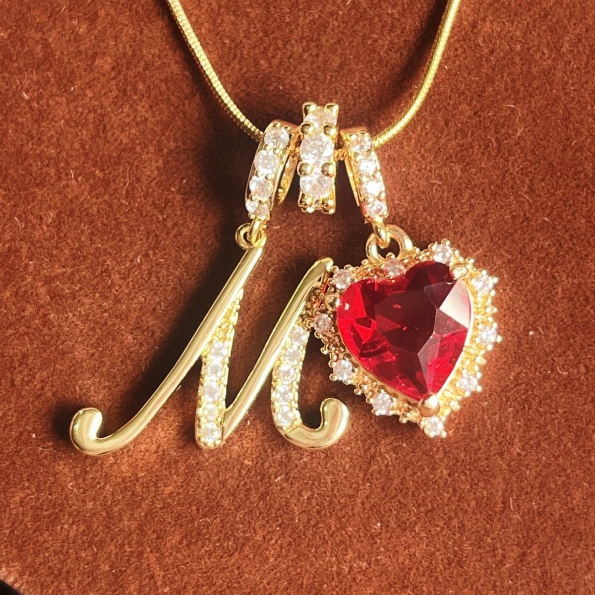 Holiday Initial Letter Heart Necklace