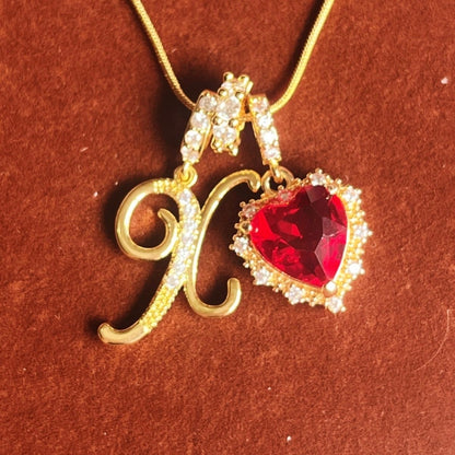 Holiday Initial Letter Heart Necklace