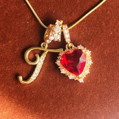 Holiday Initial Letter Heart Necklace