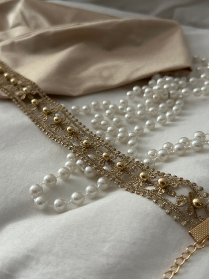 Daphne Golden Lace Petal Choker