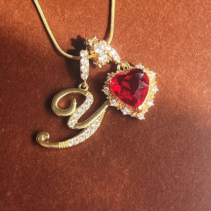 Holiday Initial Letter Heart Necklace