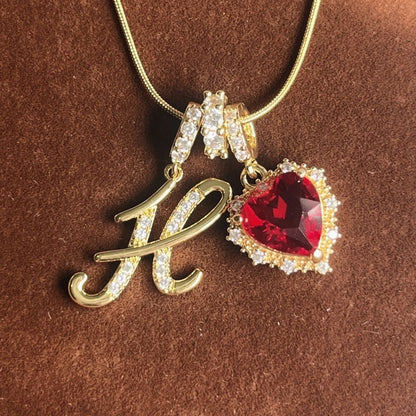 Holiday Initial Letter Heart Necklace