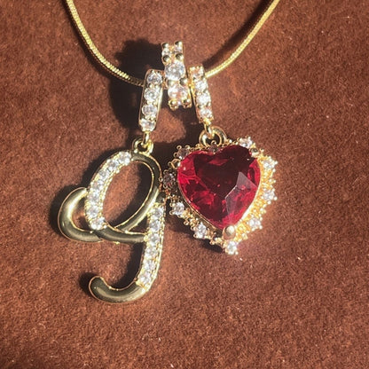 Holiday Initial Letter Heart Necklace
