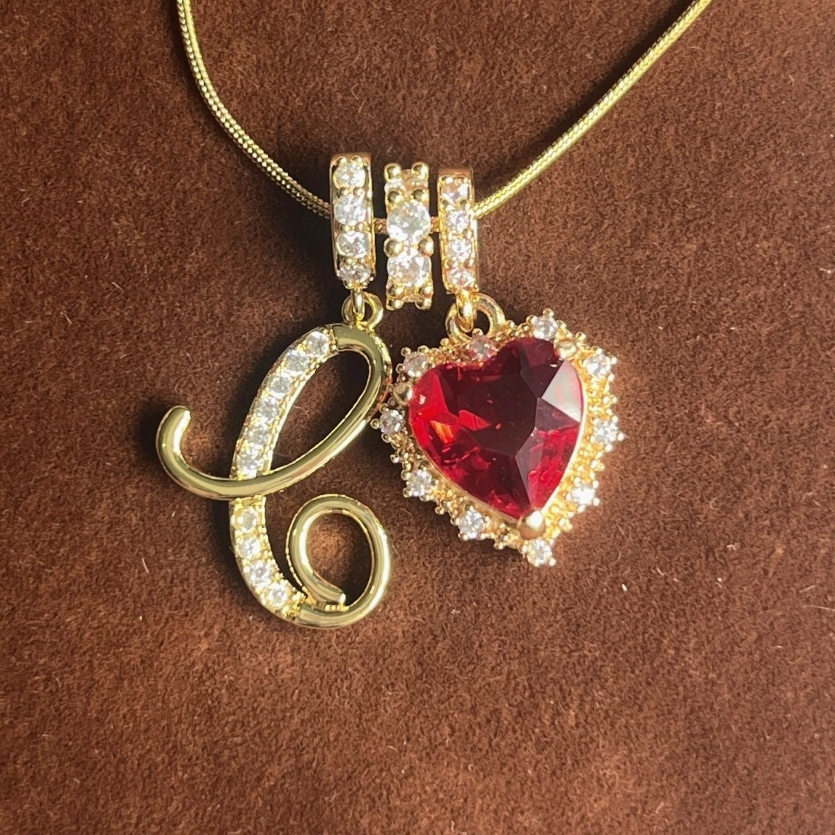 Holiday Initial Letter Heart Necklace