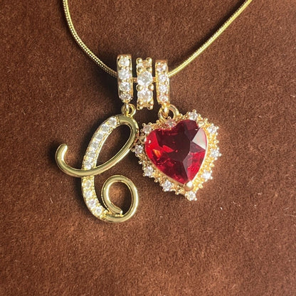 Holiday Initial Letter Heart Necklace