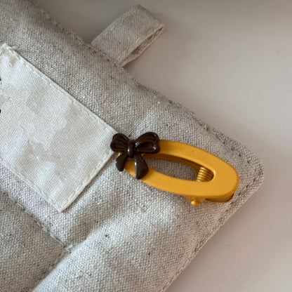 Amber Cocoa Bow Clip Set