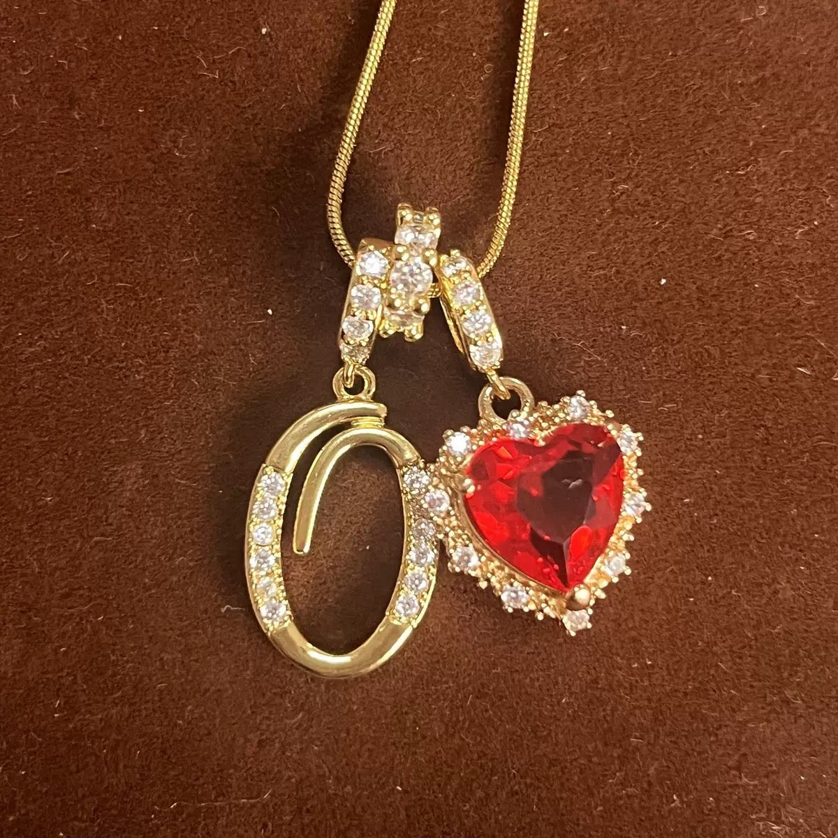 Holiday Initial Letter Heart Necklace