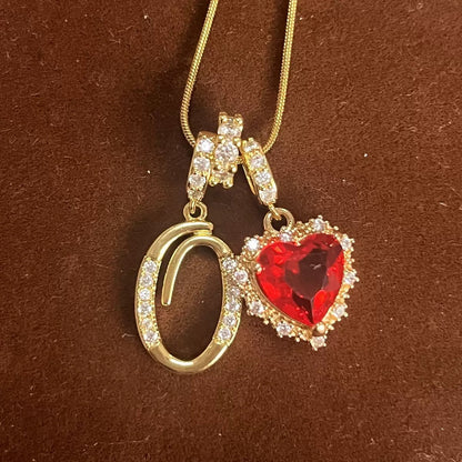 Holiday Initial Letter Heart Necklace