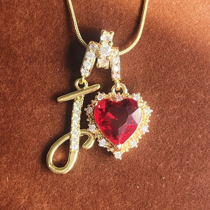Holiday Initial Letter Heart Necklace