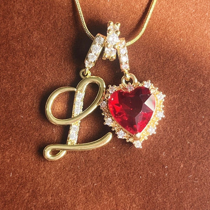 Holiday Initial Letter Heart Necklace