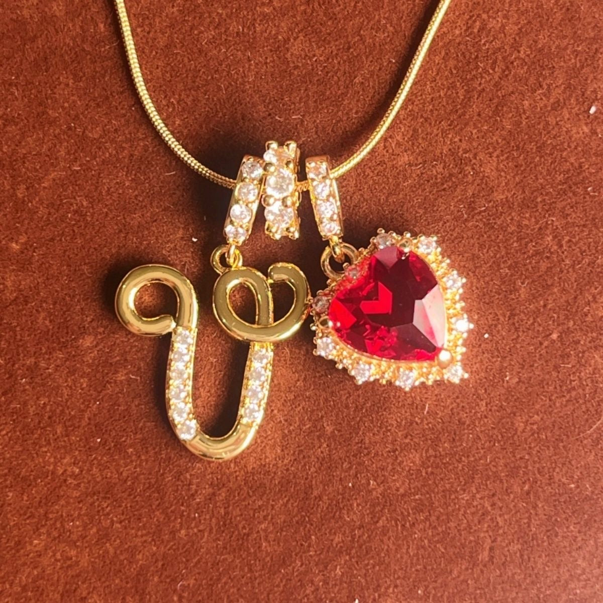 Holiday Initial Letter Heart Necklace