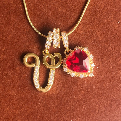 Holiday Initial Letter Heart Necklace