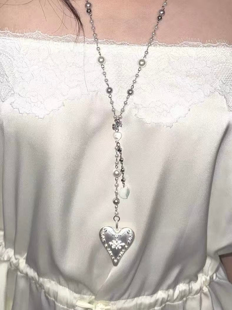 Sophie Pearl Heart Long Necklace