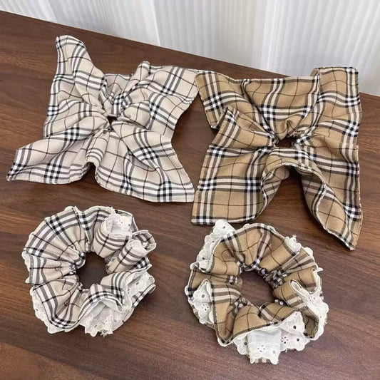 Clara Plaid Lace Scrunchie