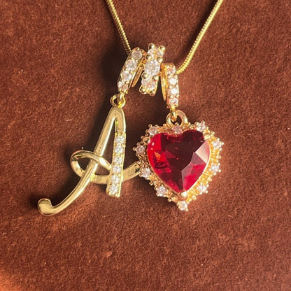 Holiday Initial Letter Heart Necklace