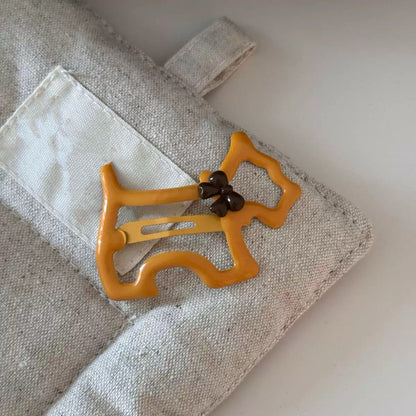 Amber Cocoa Bow Clip Set