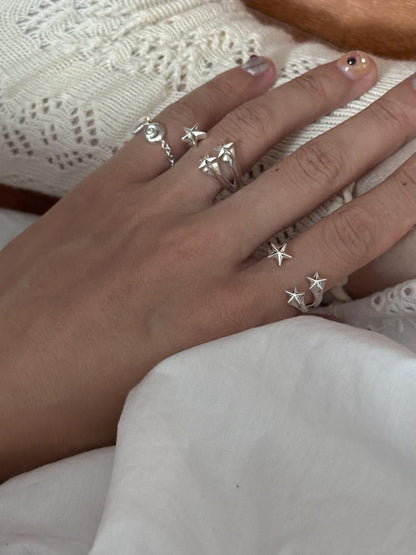 Serein Meteor Heart Star Ring Set