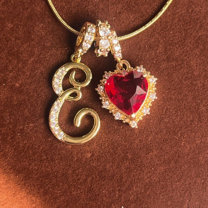 Holiday Initial Letter Heart Necklace