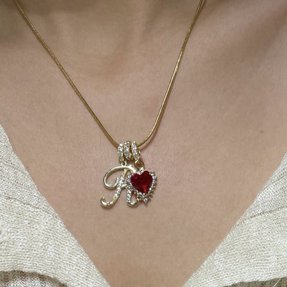 Holiday Initial Letter Heart Necklace