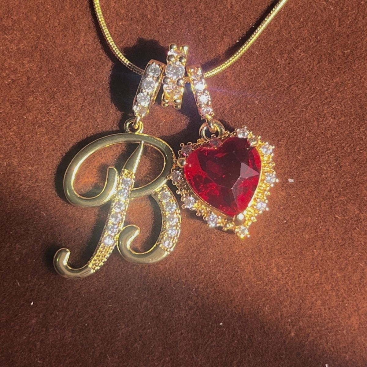 Holiday Initial Letter Heart Necklace