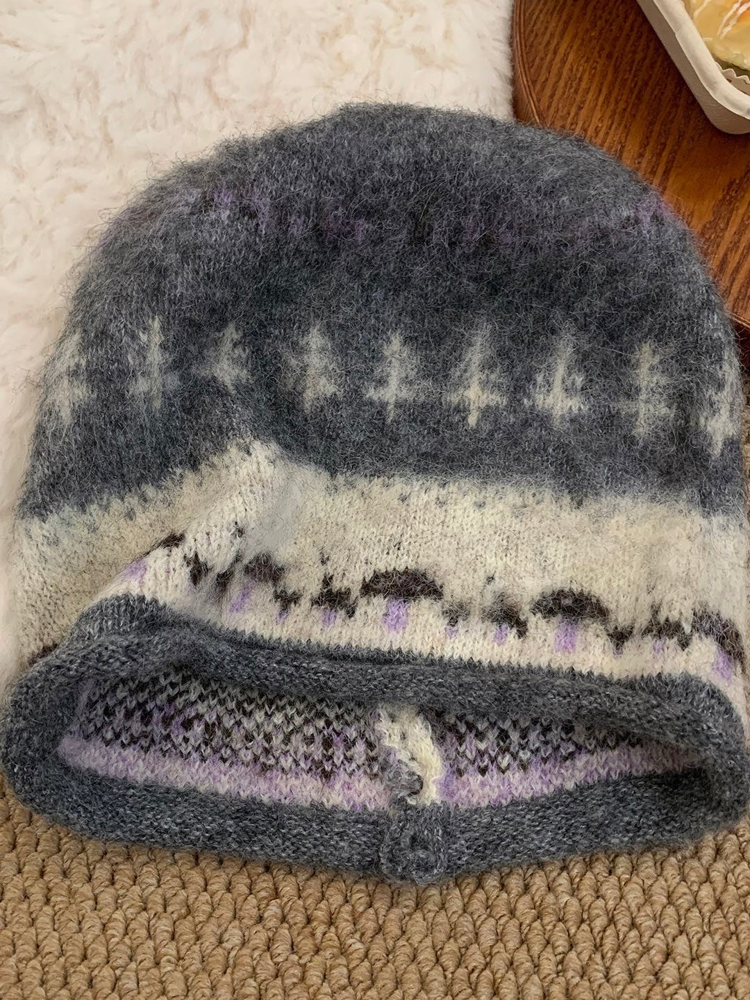 Willow Fuzzy Patterned Knit Beanie