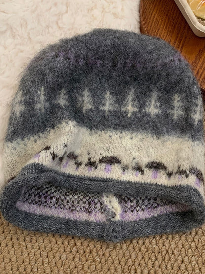 Willow Fuzzy Patterned Knit Beanie