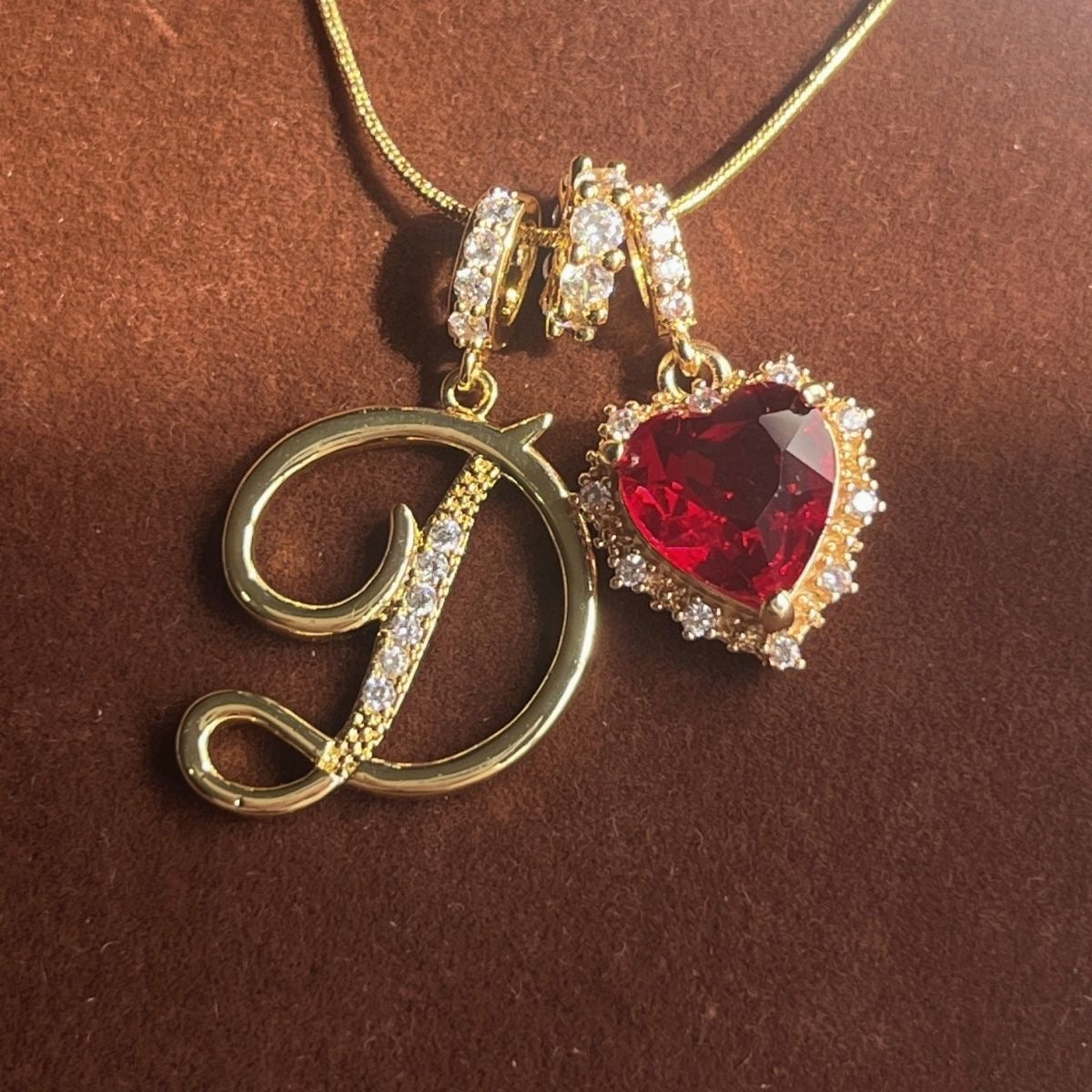 Holiday Initial Letter Heart Necklace