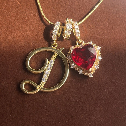 Holiday Initial Letter Heart Necklace