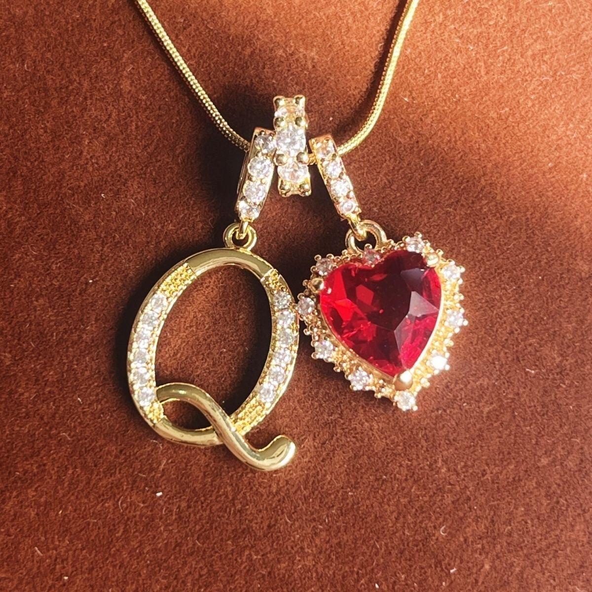 Holiday Initial Letter Heart Necklace