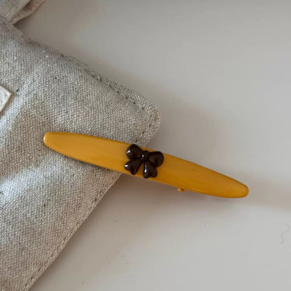 Amber Cocoa Bow Clip Set