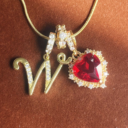 Holiday Initial Letter Heart Necklace