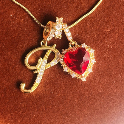 Holiday Initial Letter Heart Necklace
