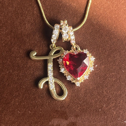 Holiday Initial Letter Heart Necklace