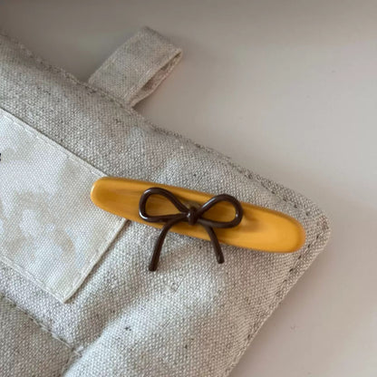 Amber Cocoa Bow Clip Set